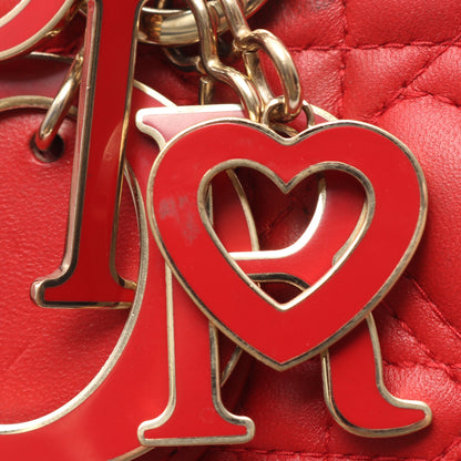 LADY DIOR MY ABCDIOR レディディオール スモール ハートカナージュ 2WAY ハンドバッグ レザー レッド クリスチャンディオール バッグ Christian Dior