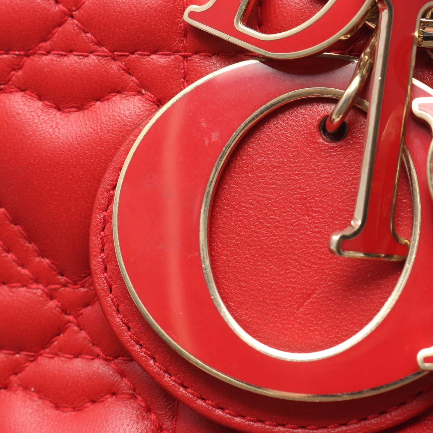 LADY DIOR MY ABCDIOR レディディオール スモール ハートカナージュ 2WAY ハンドバッグ レザー レッド クリスチャンディオール バッグ Christian Dior