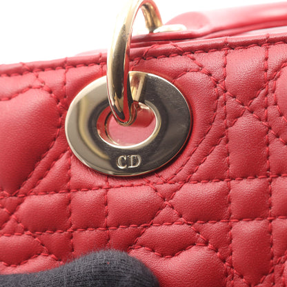LADY DIOR MY ABCDIOR レディディオール スモール ハートカナージュ 2WAY ハンドバッグ レザー レッド クリスチャンディオール バッグ Christian Dior