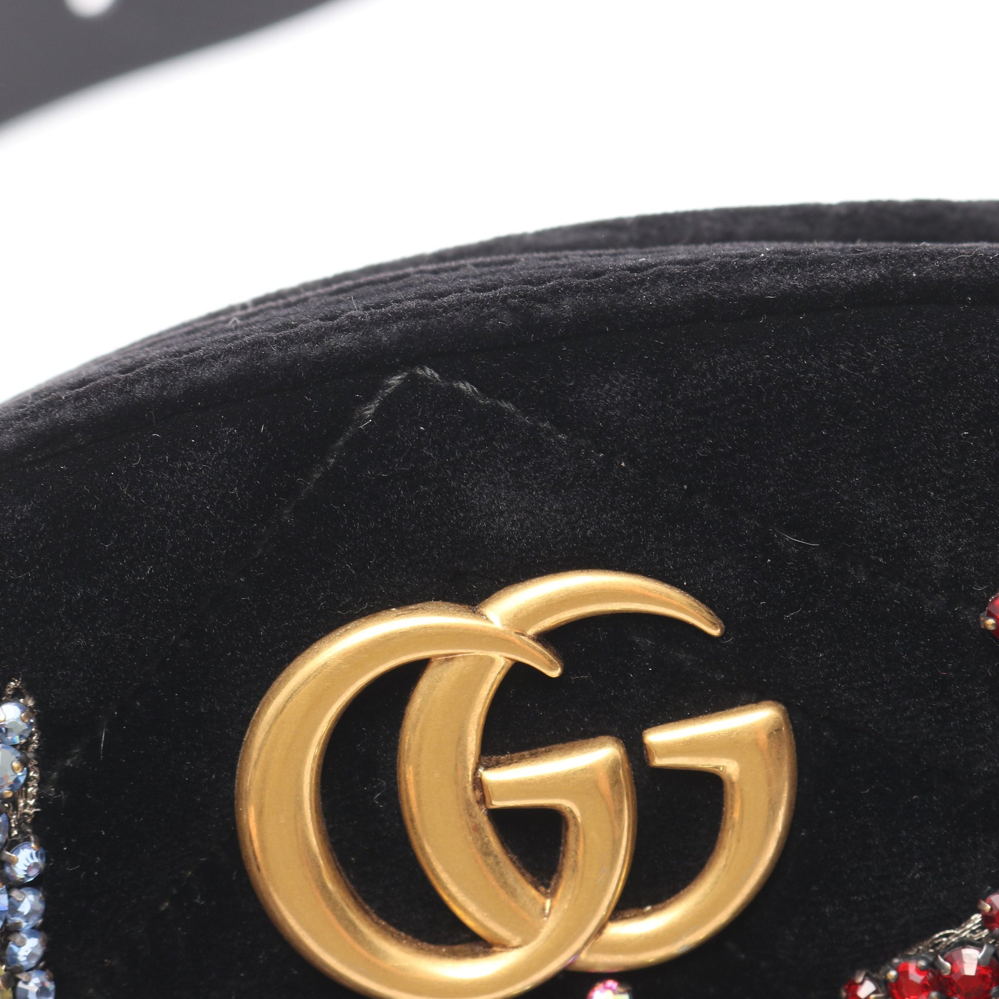 GGマーモント ラインストーン スター ウエストバッグ ボディバッグ ベロア ブラック グッチ バッグ GUCCI