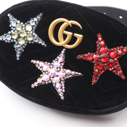 GGマーモント ラインストーン スター ウエストバッグ ボディバッグ ベロア ブラック グッチ バッグ GUCCI