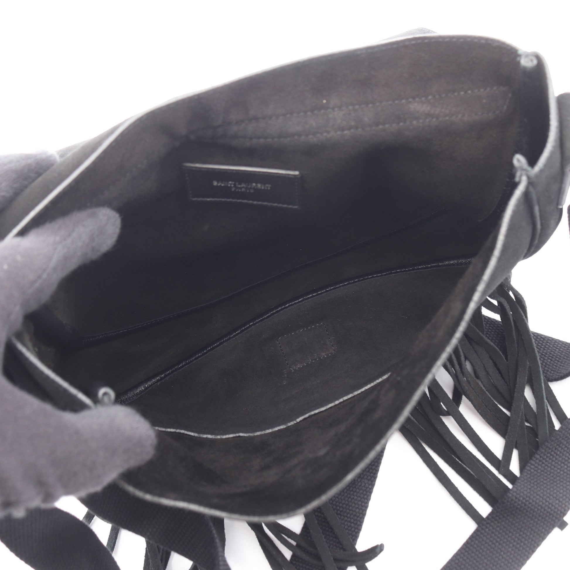 フリンジ ショルダーバッグ スエード ブラック サンローランパリ バッグ SAINT LAURENT PARIS