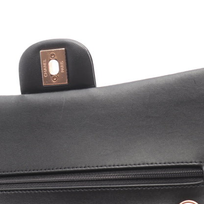 マトラッセ Wフラップ ピンクゴールド金具 Wチェーンショルダーバッグ ラムスキン ブラック シャネル バッグ CHANEL