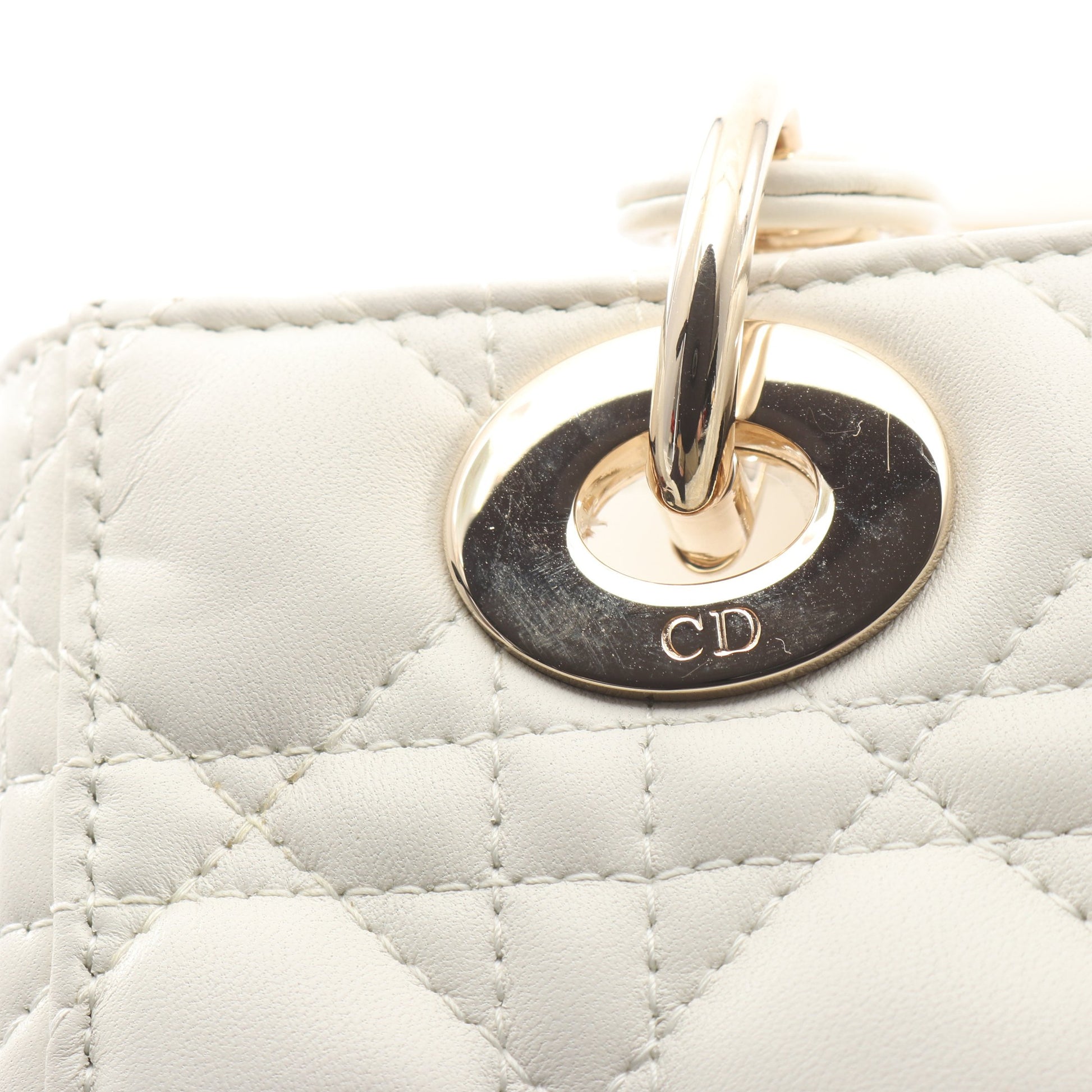 LADY DIOR MY ABCDIOR レディディオール スモール カナージュ 2WAY ハンドバッグ レザー ホワイト クリスチャンディオール バッグ Christian Dior
