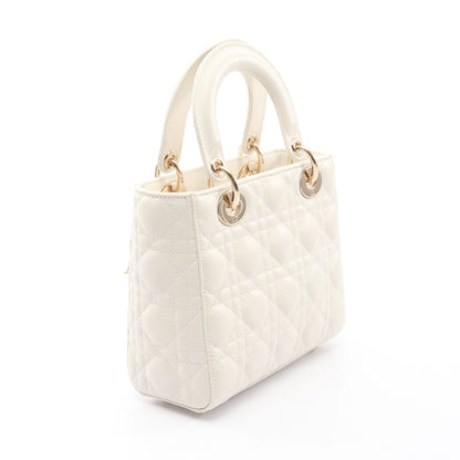 LADY DIOR MY ABCDIOR レディディオール スモール カナージュ 2WAY ハンドバッグ レザー ホワイト クリスチャンディオール バッグ Christian Dior