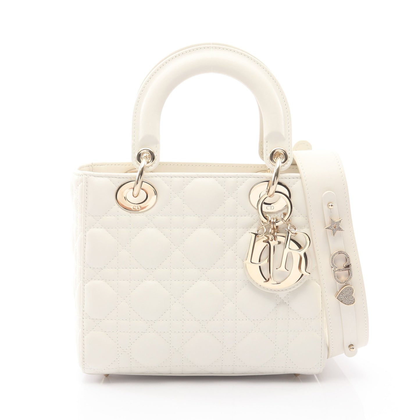 LADY DIOR MY ABCDIOR レディディオール スモール カナージュ 2WAY ハンドバッグ レザー ホワイト クリスチャンディオール バッグ Christian Dior