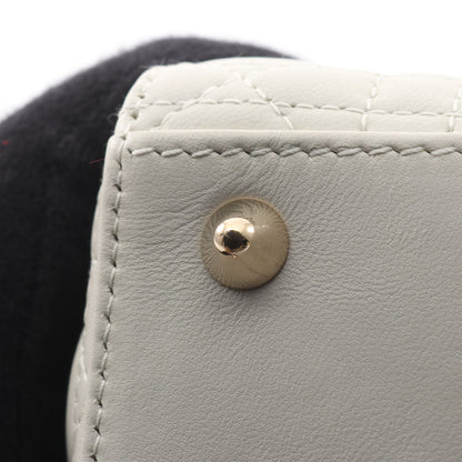 LADY DIOR MY ABCDIOR レディディオール スモール カナージュ 2WAY ハンドバッグ レザー ホワイト クリスチャンディオール バッグ Christian Dior