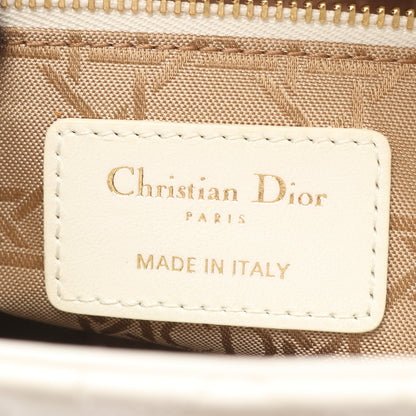 LADY DIOR MY ABCDIOR レディディオール スモール カナージュ 2WAY ハンドバッグ レザー ホワイト クリスチャンディオール バッグ Christian Dior