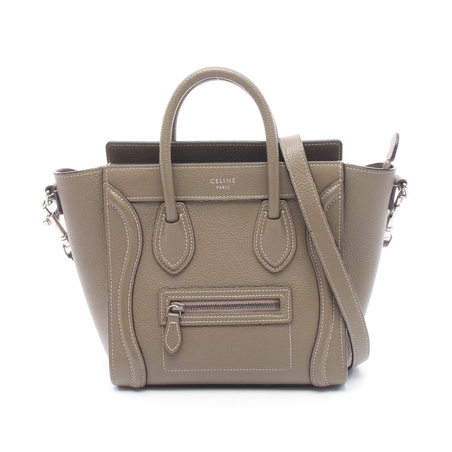 ラゲージ ナノショッパー 2WAY ハンドバッグ レザー グレーブラウン セリーヌ バッグ CELINE