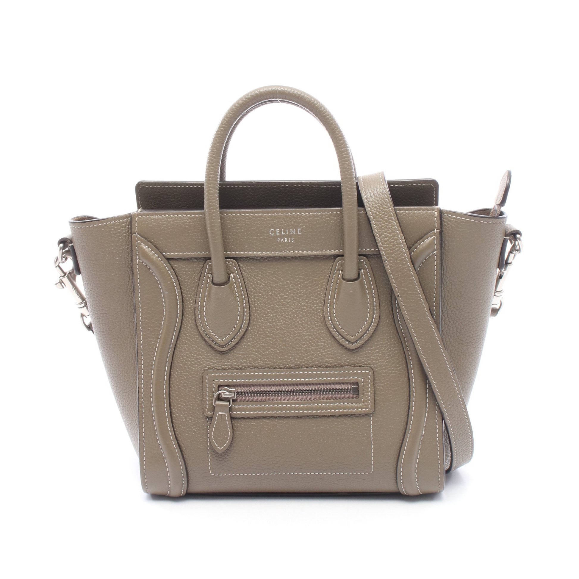 ラゲージ ナノショッパー 2WAY ハンドバッグ レザー グレーブラウン セリーヌ バッグ CELINE