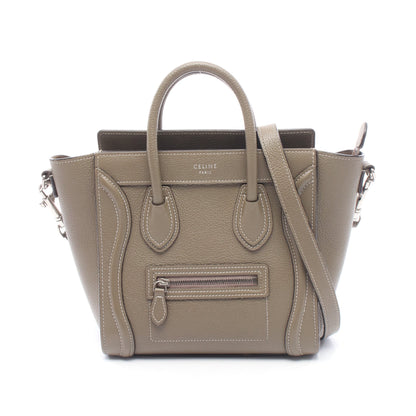 ラゲージ ナノショッパー 2WAY ハンドバッグ レザー グレーブラウン セリーヌ バッグ CELINE