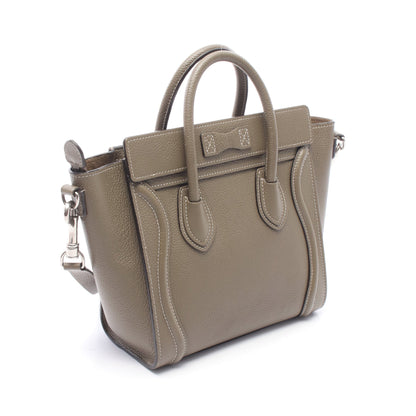 ラゲージ ナノショッパー 2WAY ハンドバッグ レザー グレーブラウン セリーヌ バッグ CELINE