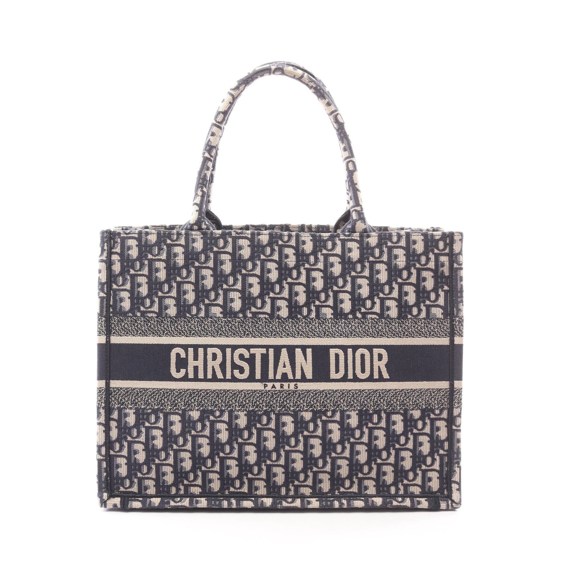 BOOK TOTE ブックトート ミディアム ハンドバッグ トートバッグ キャンバス ベージュ ネイビー クリスチャンディオール バッグ Christian Dior