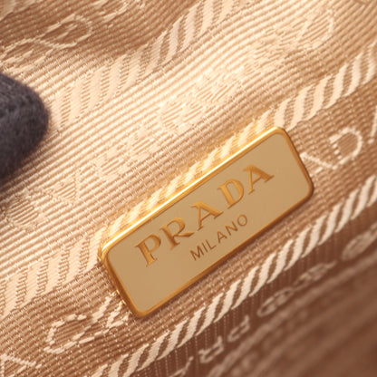 LOGO JACQUARD ロゴジャガード 2WAY ハンドバッグ キャンバス レザー ベージュ ホワイト プラダ バッグ PRADA