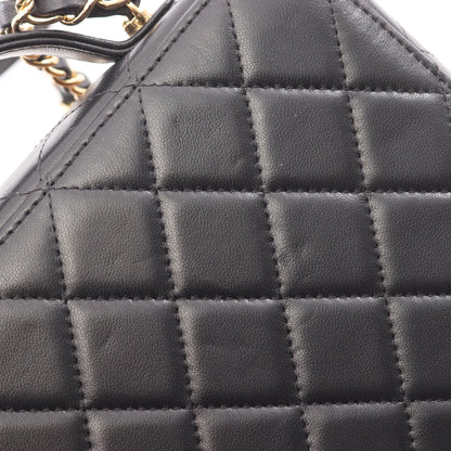 マトラッセ バニティバッグ 2WAY チェーンショルダーバッグ ラムスキン ブラック ゴールド ゴールド金具 シャネル バッグ CHANEL