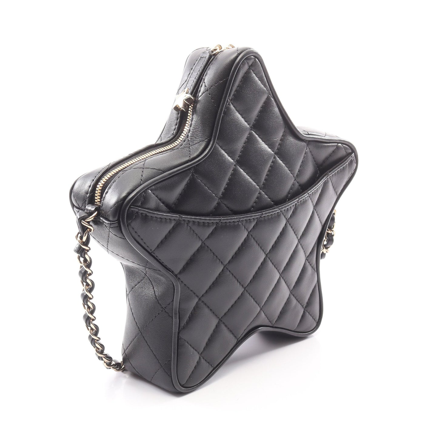マトラッセ 星型 チェーンショルダーバッグ ラムスキン ブラック ゴールド金具 シャネル バッグ CHANEL