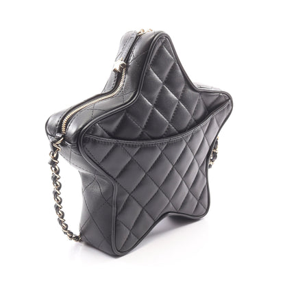 マトラッセ 星型 チェーンショルダーバッグ ラムスキン ブラック ゴールド金具 シャネル バッグ CHANEL