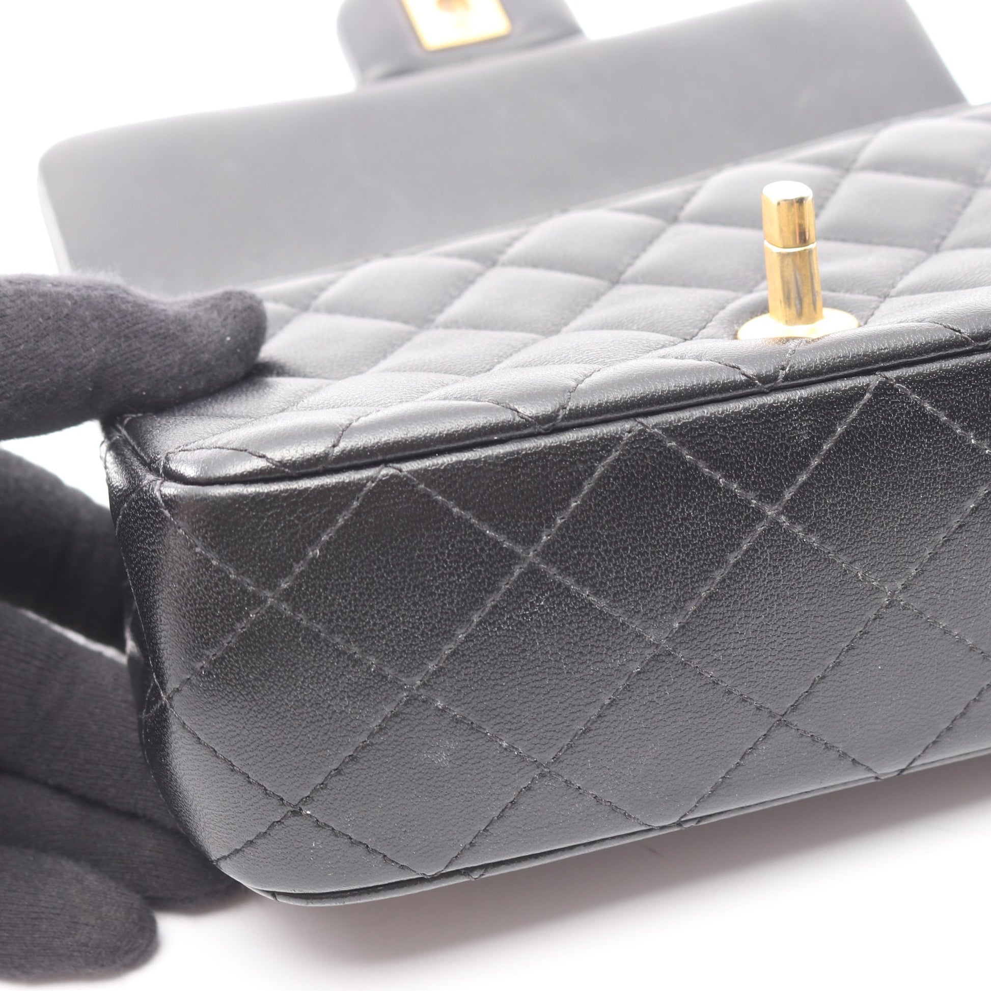マトラッセ チェーンショルダーバッグ ラムスキン ブラック ゴールド金具 シャネル バッグ CHANEL