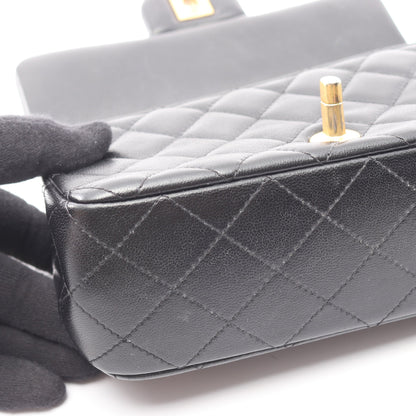 マトラッセ チェーンショルダーバッグ ラムスキン ブラック ゴールド金具 シャネル バッグ CHANEL