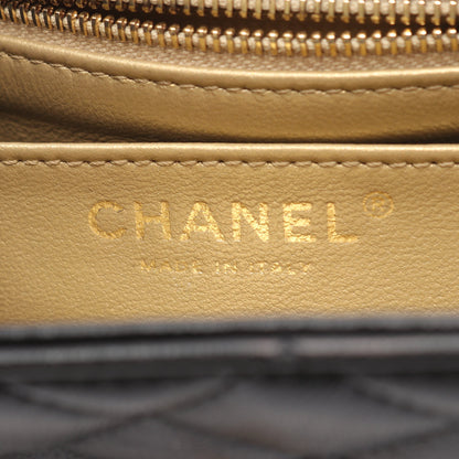 マトラッセ チェーンショルダーバッグ ラムスキン ブラック ゴールド金具 シャネル バッグ CHANEL