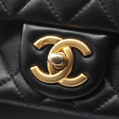 マトラッセ チェーンショルダーバッグ ラムスキン ブラック ゴールド金具 シャネル バッグ CHANEL