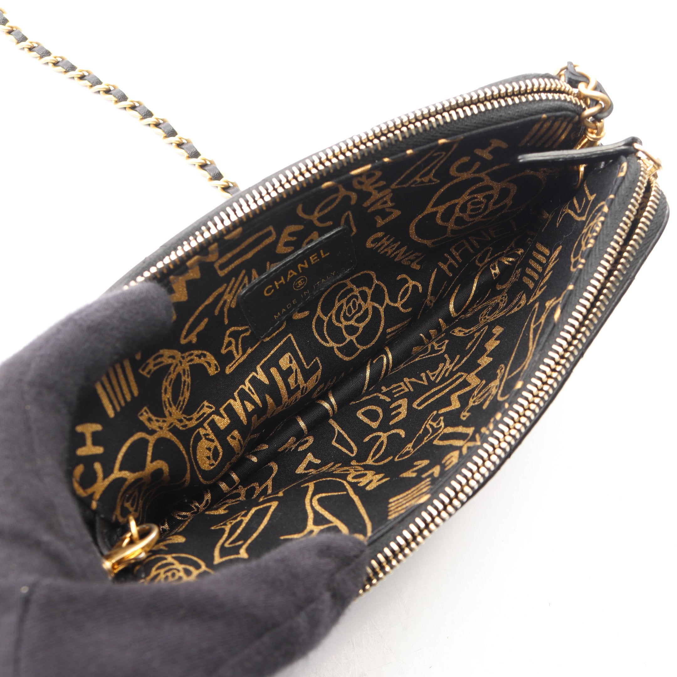 CHANEL シャネル マトラッセ チェーンウォレット ブラック ラムスキン ゴールド金具 AP3622 マトラッセ チェーンウォレット ラムスキン ブラック ゴールド金具