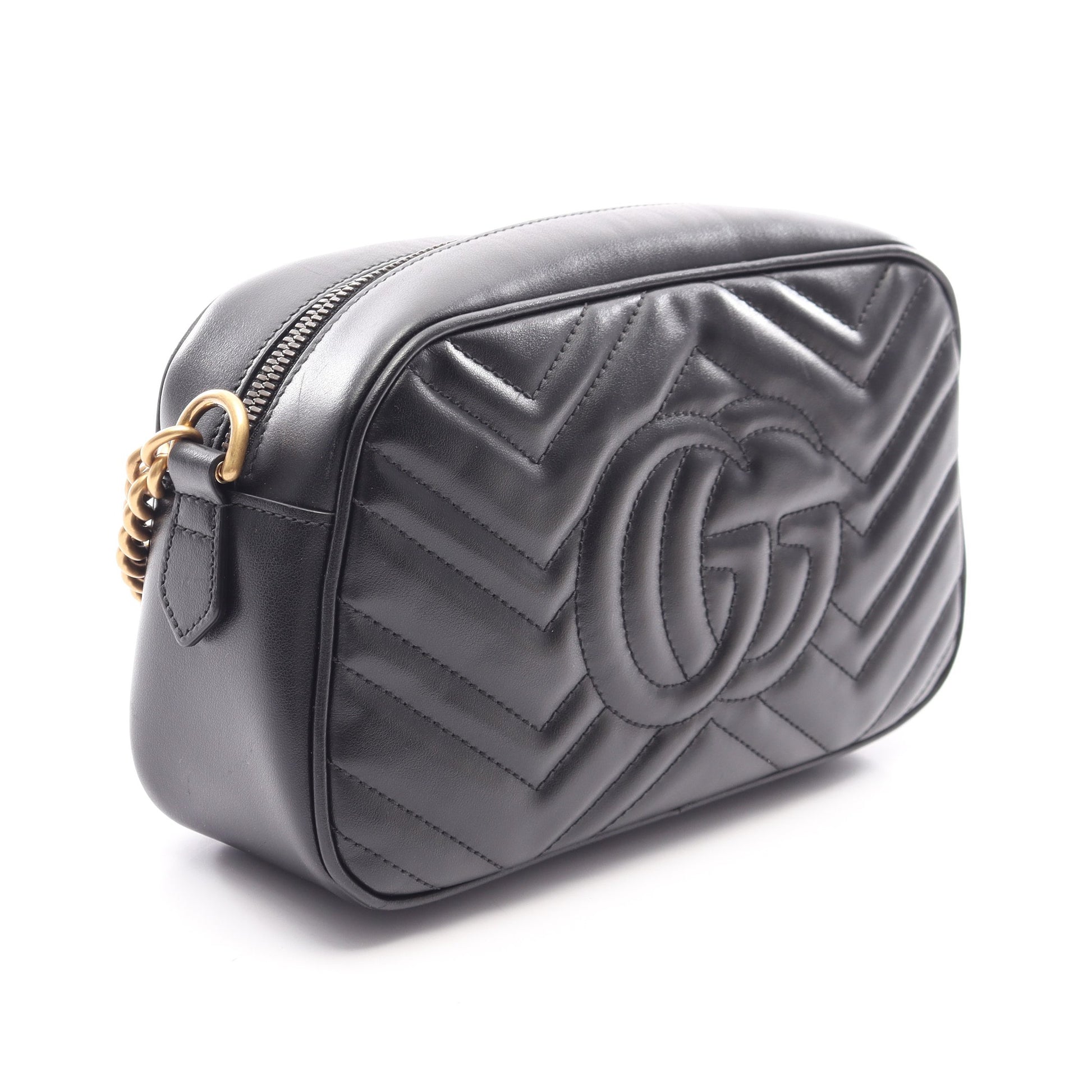 GGマーモント チェーンショルダーバッグ レザー ブラック グッチ バッグ GUCCI