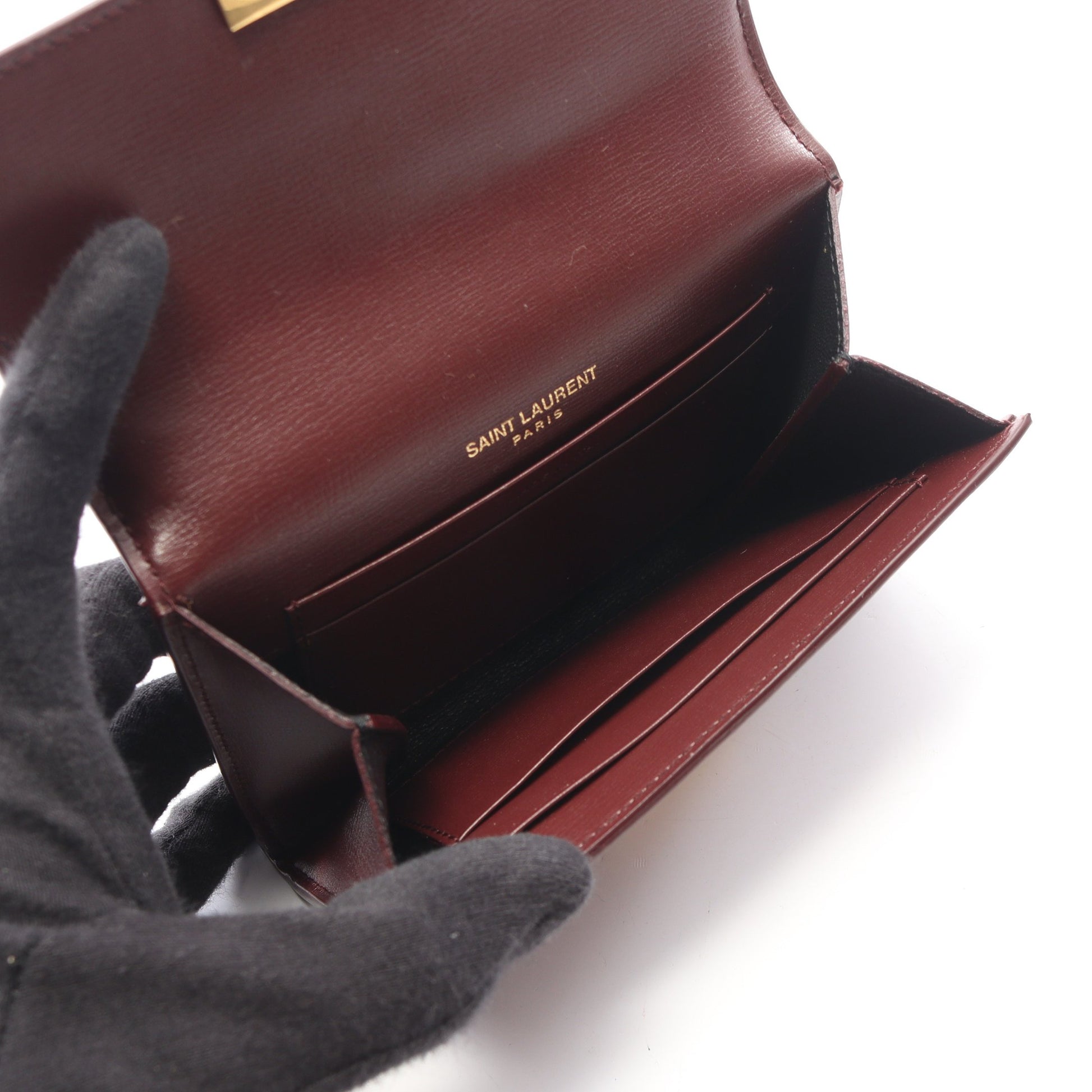 カードケース レザー ボルドー サンローランパリ 財布・小物 SAINT LAURENT PARIS