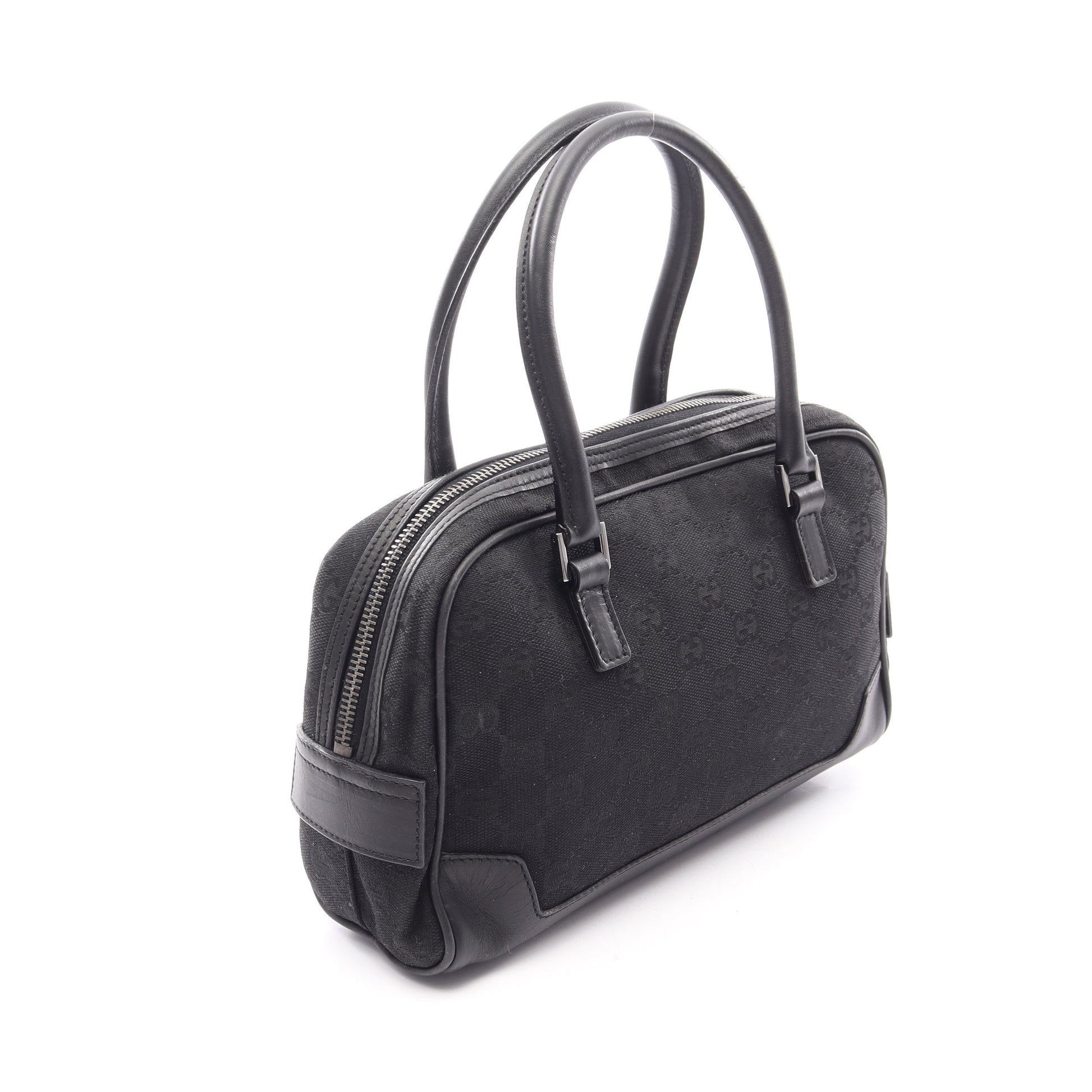 GGキャンバス ミニ ハンドバッグ キャンバス レザー ブラック グッチ バッグ GUCCI