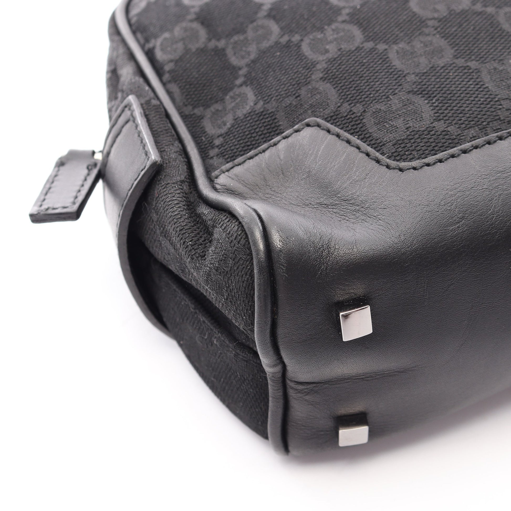 GGキャンバス ミニ ハンドバッグ キャンバス レザー ブラック グッチ バッグ GUCCI