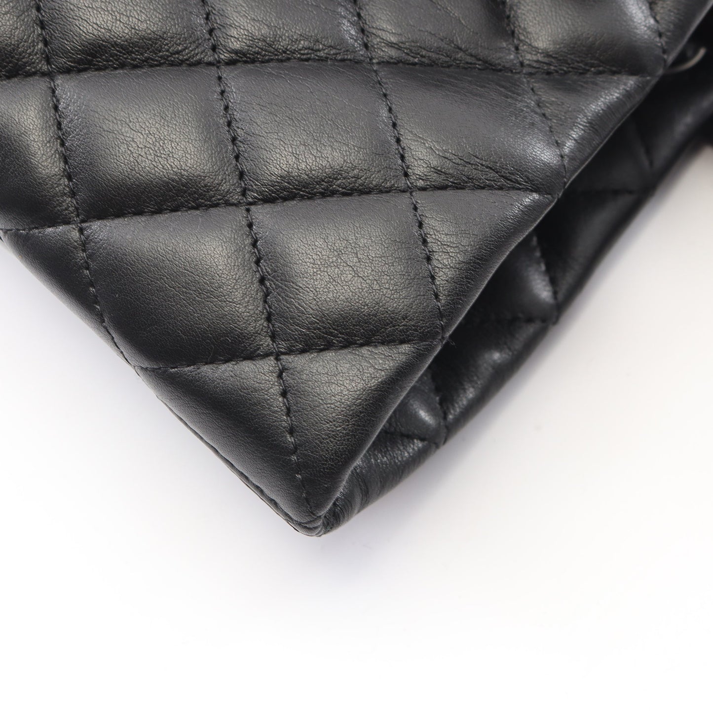 カンボンライン ラージ ショルダーバッグ トートバッグ レザー エナメルレザー ブラック シルバー金具 シャネル バッグ CHANEL