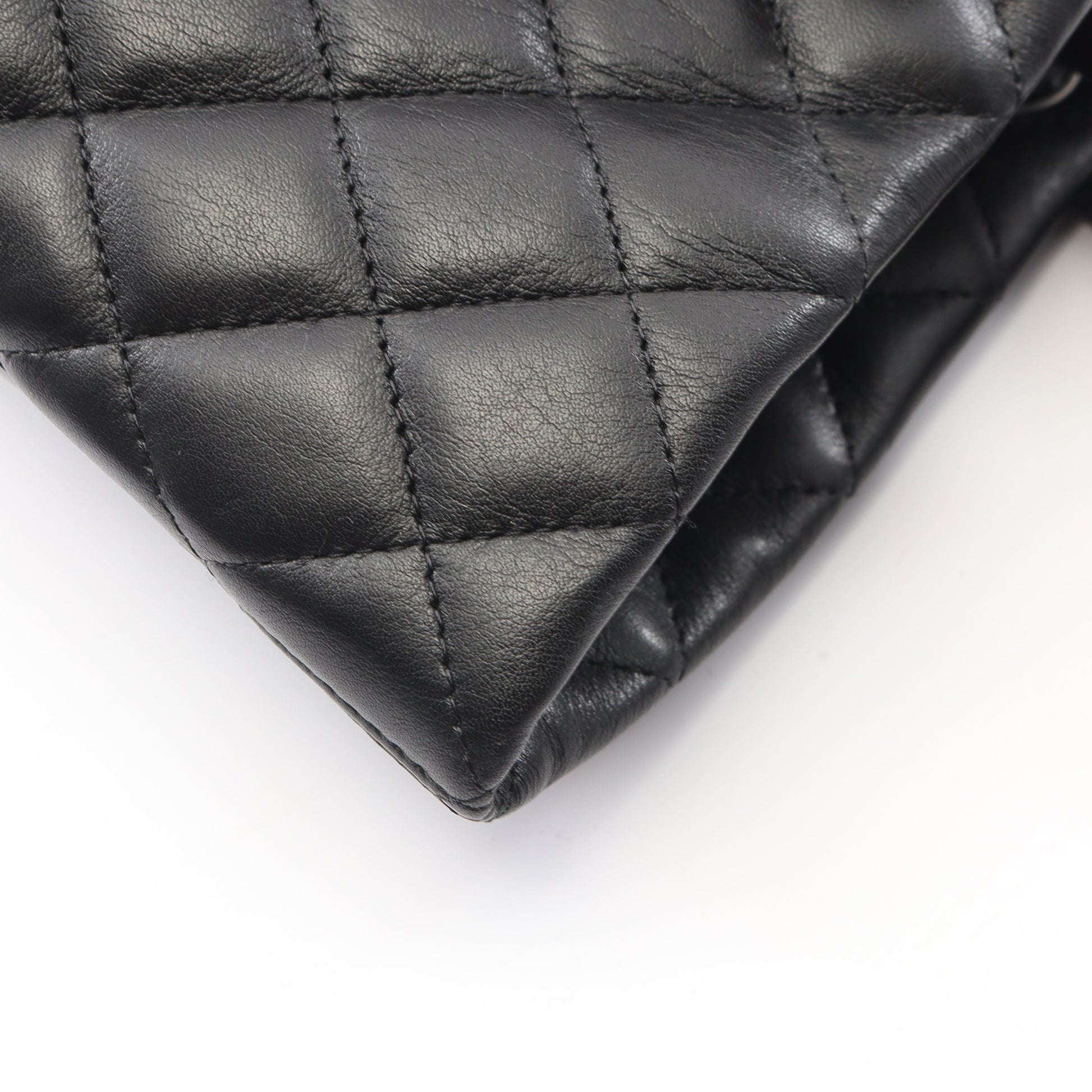 カンボンライン ラージ ショルダーバッグ トートバッグ レザー エナメルレザー ブラック シルバー金具 シャネル バッグ CHANEL