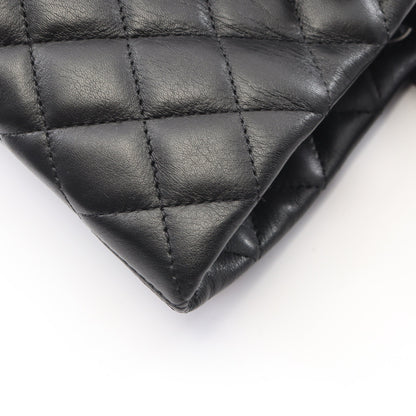 カンボンライン ラージ ショルダーバッグ トートバッグ レザー エナメルレザー ブラック シルバー金具 シャネル バッグ CHANEL