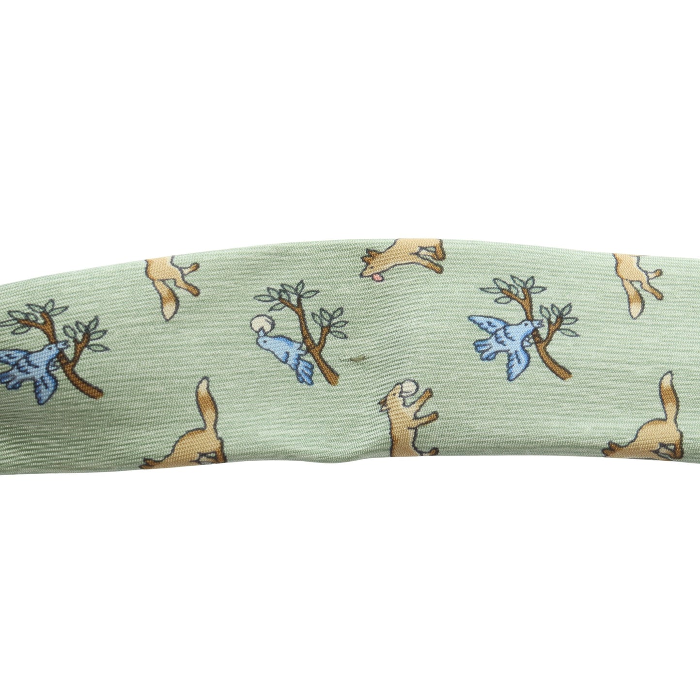 NECKTIE キツネ 鳥 アニマル ネクタイ シルク ライトグリーン マルチカラー エルメス 財布・小物 HERMES