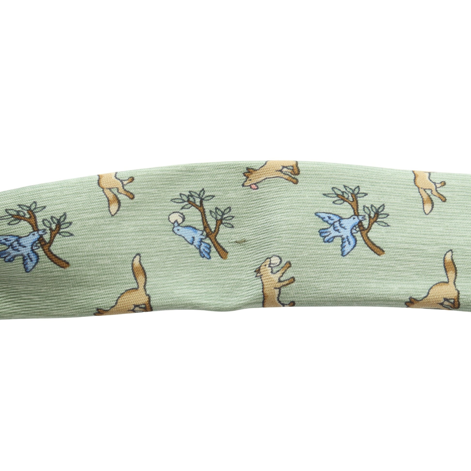 NECKTIE キツネ 鳥 アニマル ネクタイ シルク ライトグリーン マルチカラー エルメス 財布・小物 HERMES