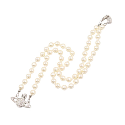 MINI BAS RELIEF PEARL ネックレス ラインストーン フェイクパール シルバー ホワイト ヴィヴィアンウエストウッド アクセサリー Vivienne Westwood