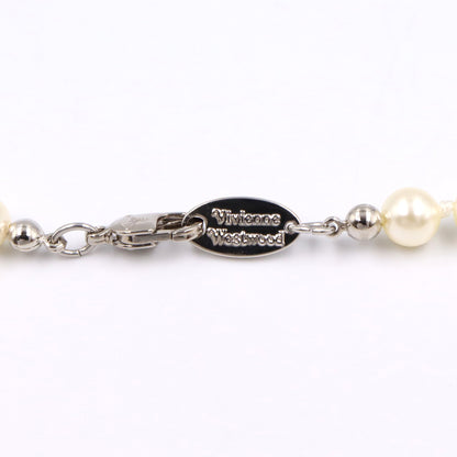 MINI BAS RELIEF PEARL ネックレス ラインストーン フェイクパール シルバー ホワイト ヴィヴィアンウエストウッド アクセサリー Vivienne Westwood