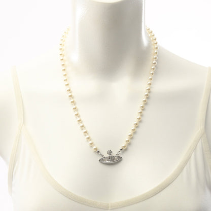 MINI BAS RELIEF PEARL ネックレス ラインストーン フェイクパール シルバー ホワイト ヴィヴィアンウエストウッド アクセサリー Vivienne Westwood