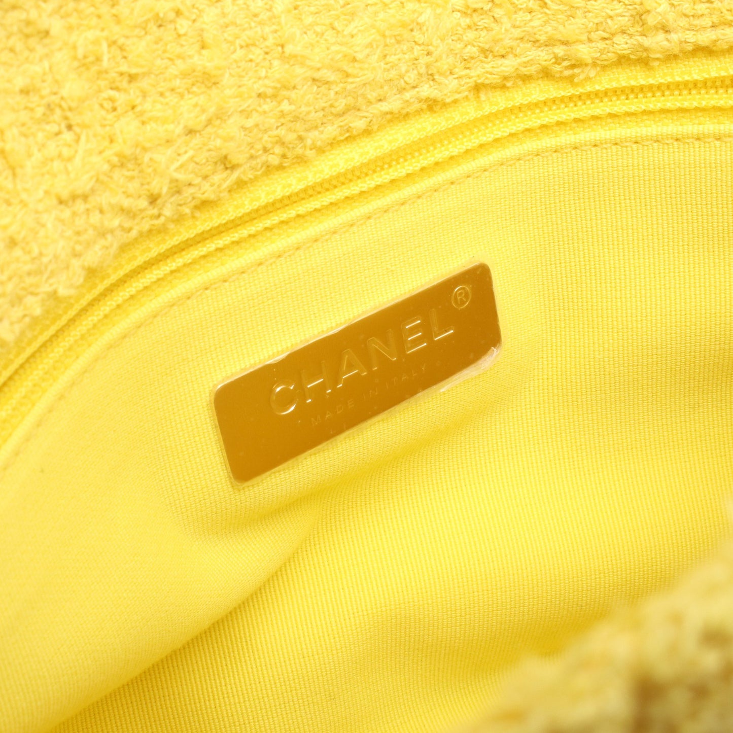 19 ディズヌフ マトラッセ 2WAY チェーンショルダーバッグ ツイード イエロー コンビ金具 シャネル バッグ CHANEL