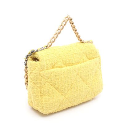 19 ディズヌフ マトラッセ 2WAY チェーンショルダーバッグ ツイード イエロー コンビ金具 シャネル バッグ CHANEL