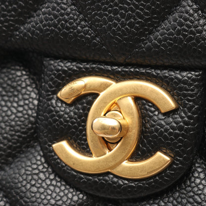 マトラッセ カメリア チェーンショルダーバッグ キャビアスキン ブラック ゴールド金具 シャネル バッグ CHANEL
