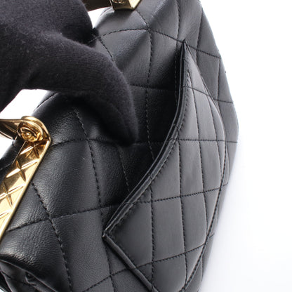 トップハンドル マトラッセ 2WAY チェーンショルダーバッグ ラムスキン ブラック ゴールド金具 シャネル バッグ CHANEL
