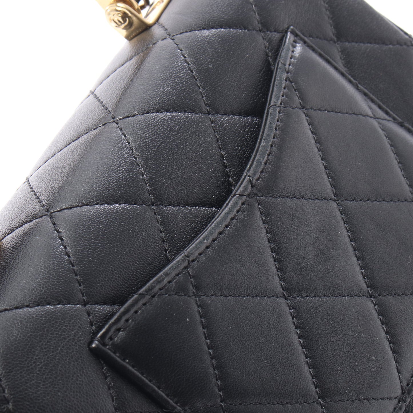 トップハンドル マトラッセ 2WAY チェーンショルダーバッグ ラムスキン ブラック ゴールド金具 シャネル バッグ CHANEL