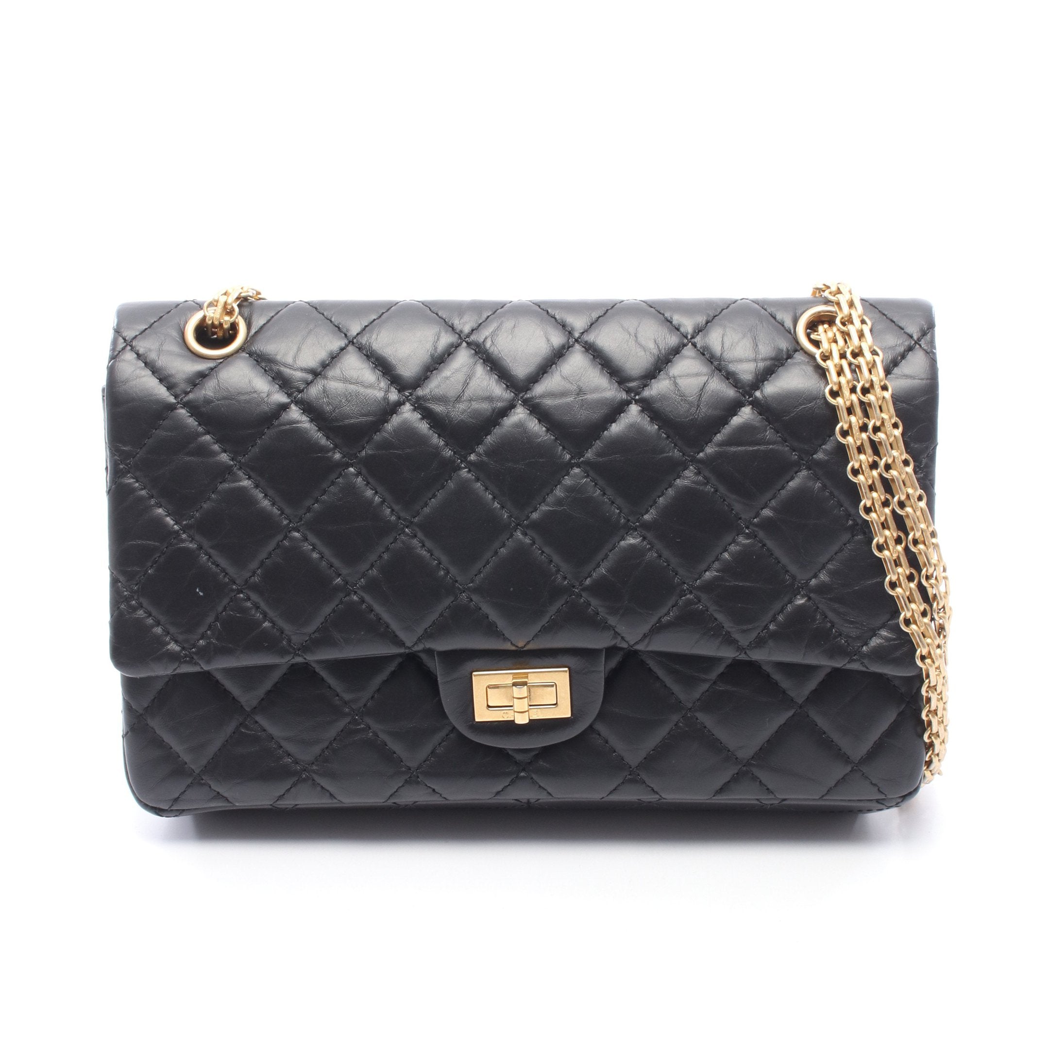 中古 シャネル CHANEL ランダムシリアル レディース ショルダーバッグ マトラッセ ブラック エイジドカーフスキン シャネル マトラッセ ダブルフェイス チェーンショルダー ブラック