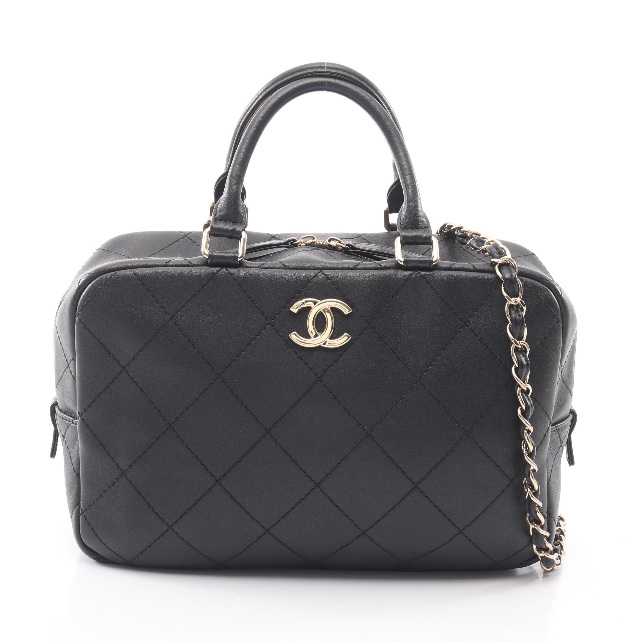 ノベルティ CHANEL ブラック マトラッセ ゴールド 2way マトラッセ 2WAY ハンドバッグ レザー ブラック ゴールド金具 シャネル
