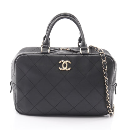 マトラッセ 2WAY ハンドバッグ レザー ブラック ゴールド金具 シャネル バッグ CHANEL