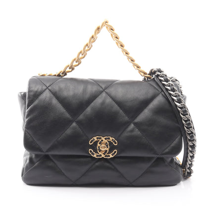 19 ディズヌフ マトラッセ コンビ金具 2WAY チェーンショルダーバッグ ラムスキン ブラック シャネル バッグ CHANEL