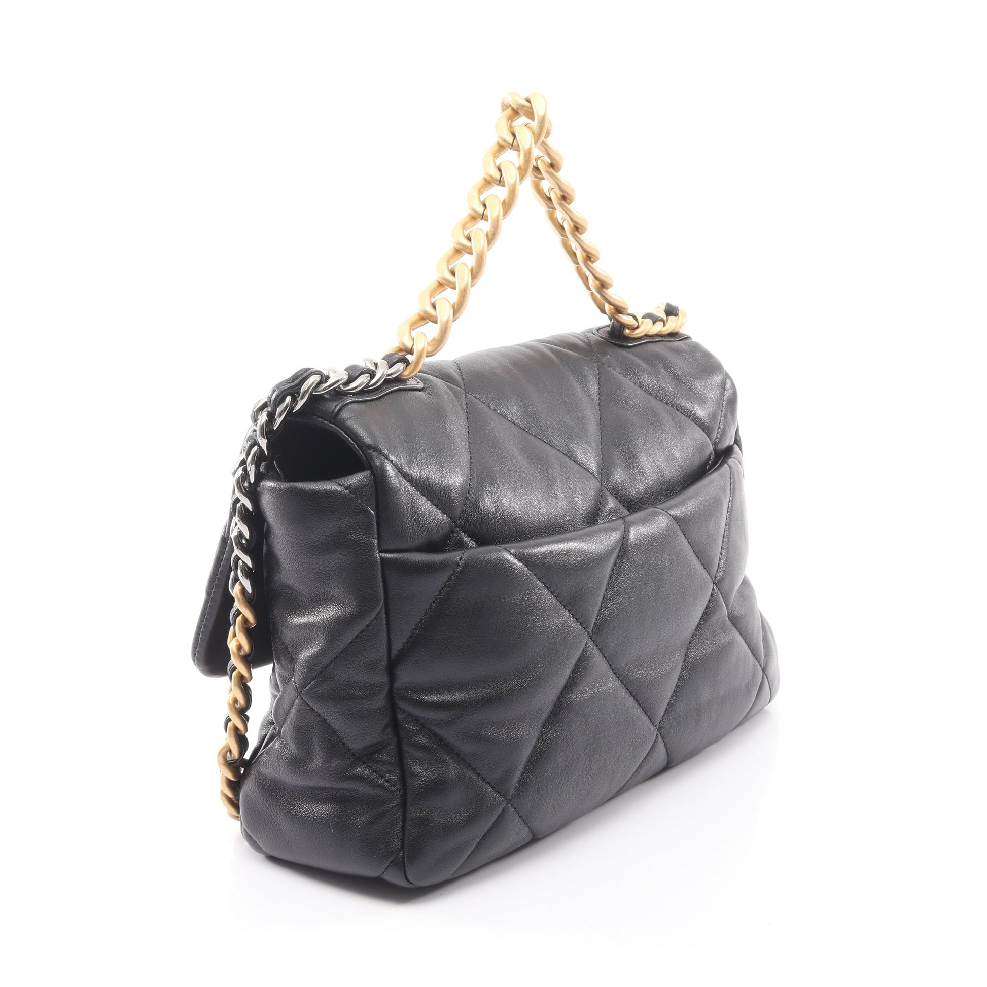 19 ディズヌフ マトラッセ コンビ金具 2WAY チェーンショルダーバッグ ラムスキン ブラック シャネル バッグ CHANEL