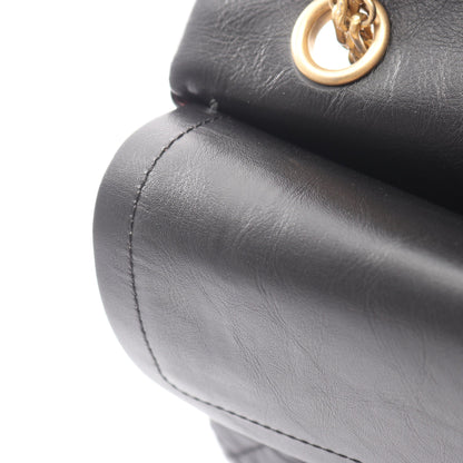 2.55 マトラッセ Wフラップ Wチェーンショルダーバッグ レザー ブラック ゴールド金具 シャネル バッグ CHANEL