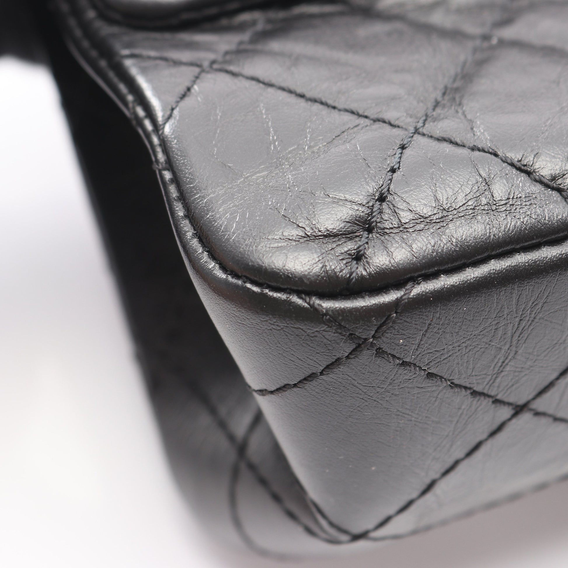 2.55 マトラッセ Wフラップ Wチェーンショルダーバッグ レザー ブラック ゴールド金具 シャネル バッグ CHANEL